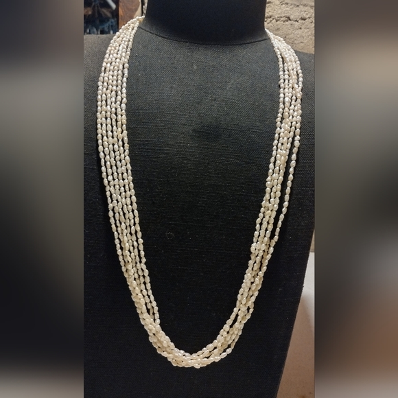 7 strand freshwater pearl ,gold necklace - Picture 11 of 16